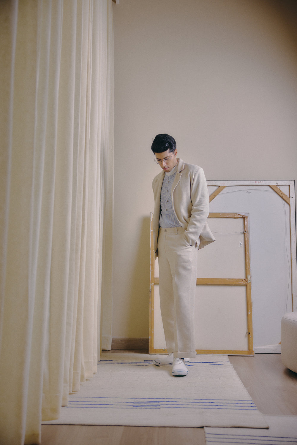 Cuffed Trousers in Oat