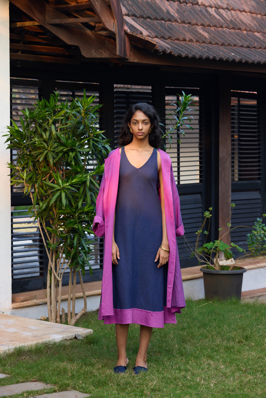 BIAS Dress in BRINJAL